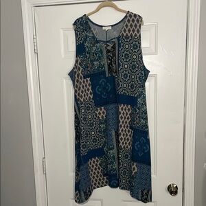 Kate & Sam Blue Floral Patterned Sleeveless Dress